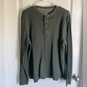 Large green waffle knit long sleeve tee